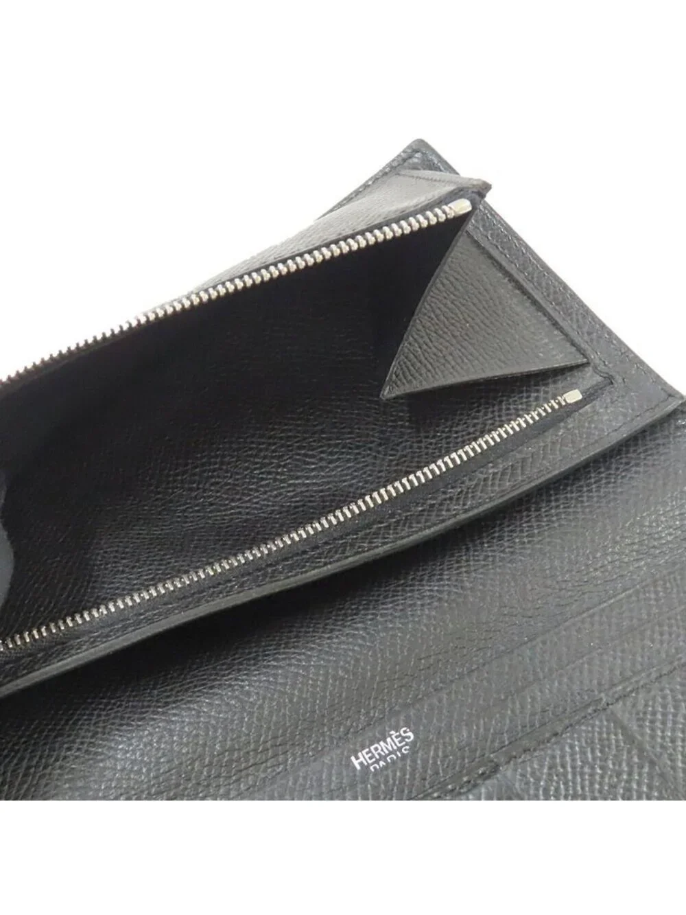 Hermes Bearn Souffle Veau Epsom Black Silver Wallet